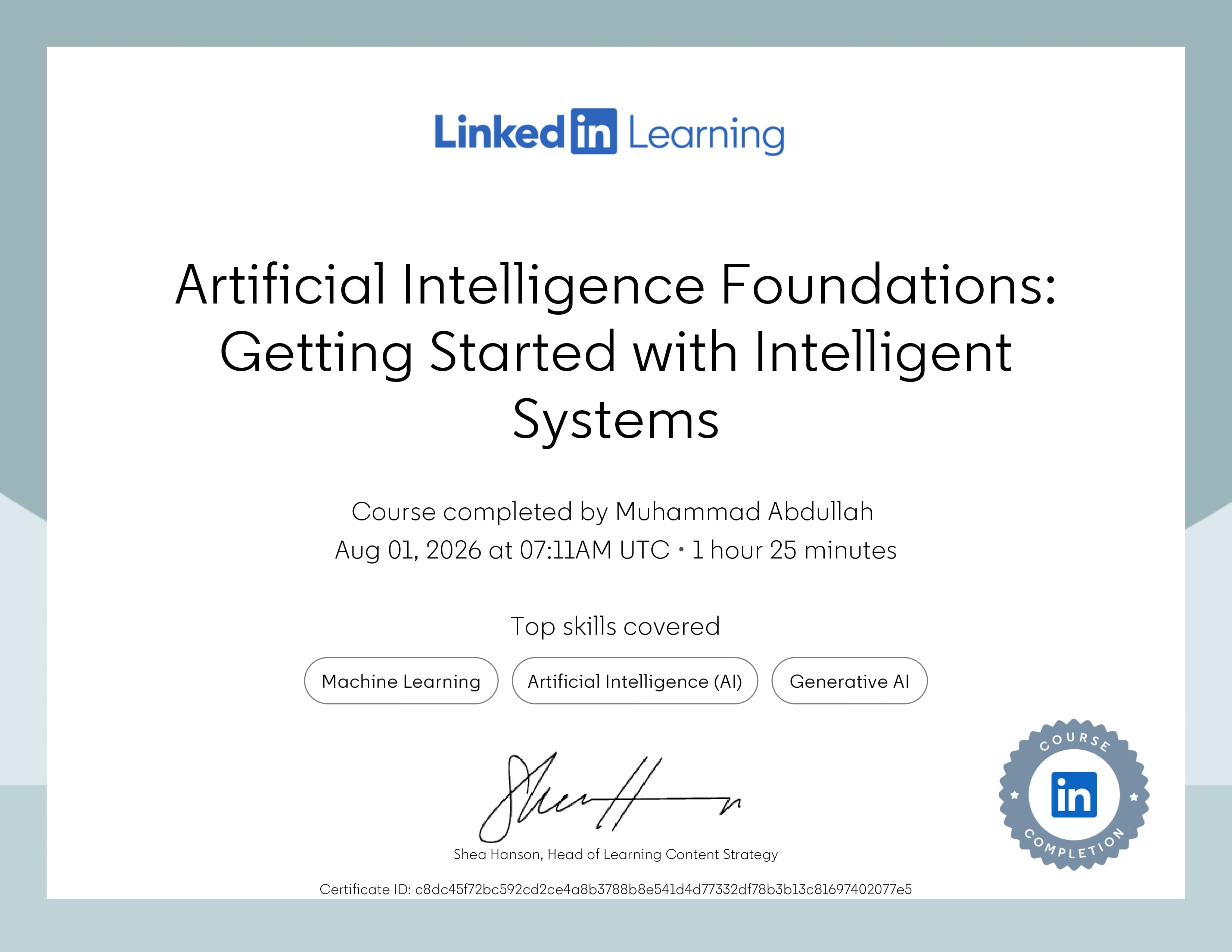 Artificial Intelligence & Agentic AI certificate 1