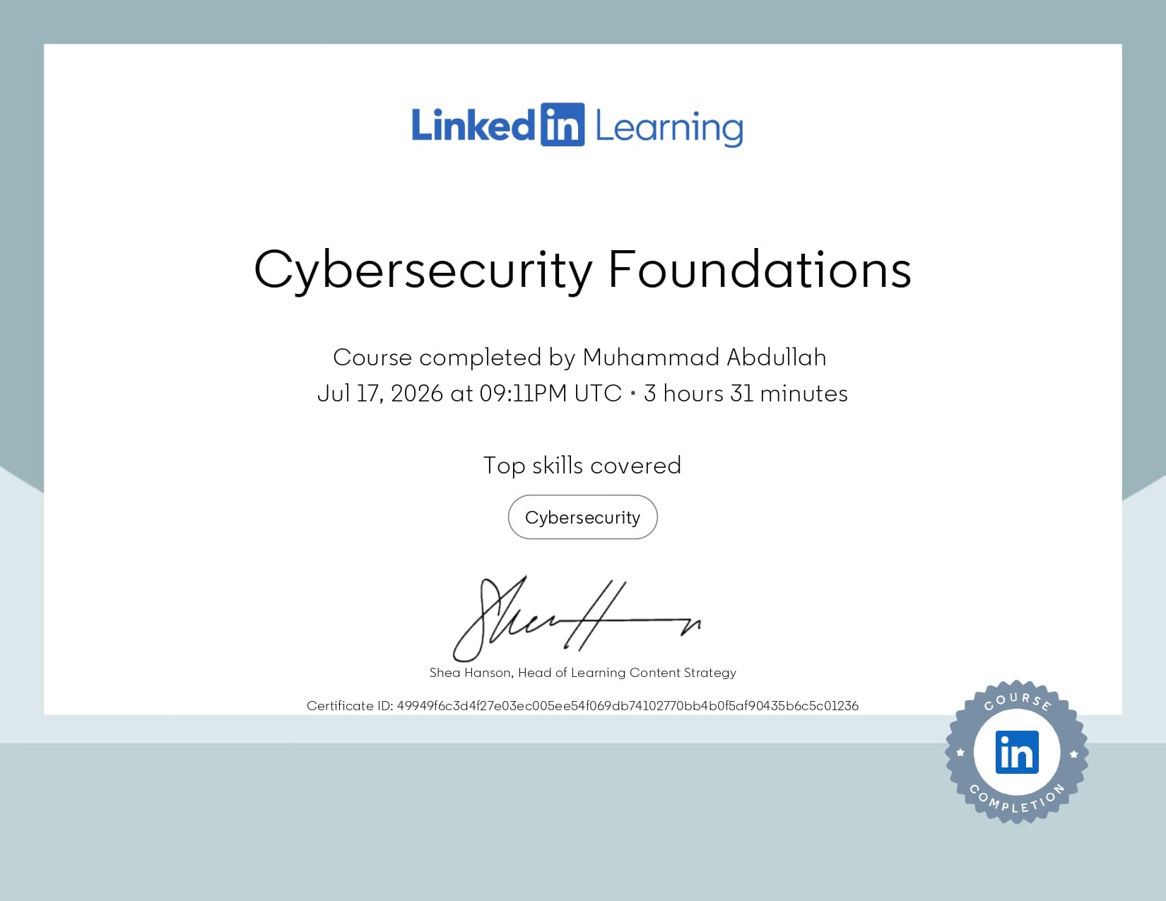 Cyber Security certificate 3