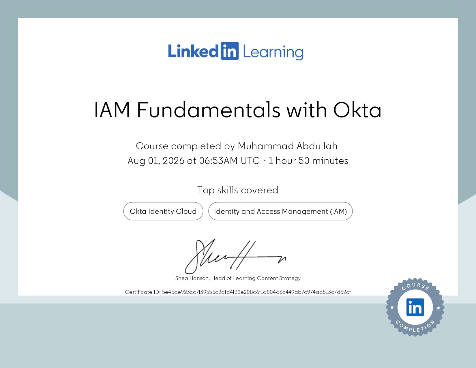 Extras certificate 3